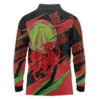 Welsh Celtic-Awen Long Sleeve Polo Shirt Wales Y Ddraig Goch with Celtic Knot Sporty - Wonder Print Shop