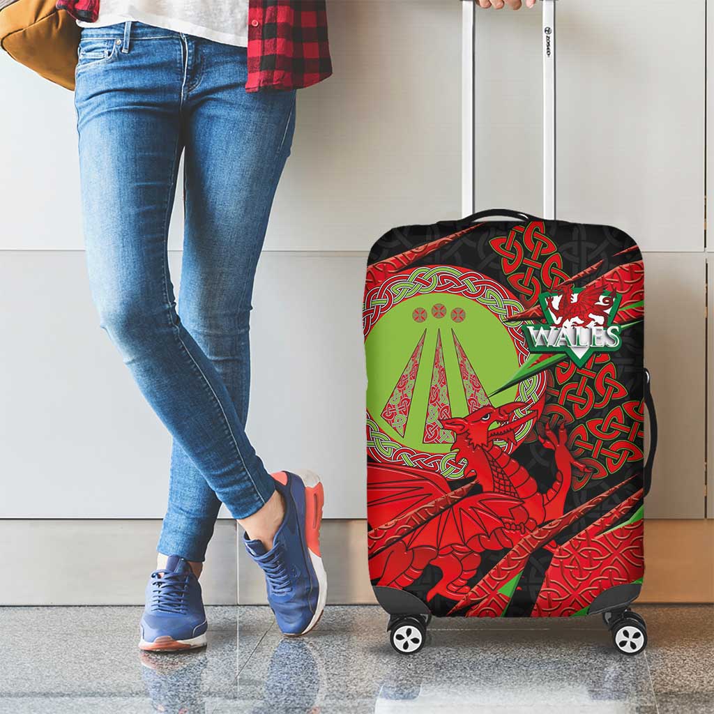 Welsh Celtic-Awen Luggage Cover Wales Y Ddraig Goch with Celtic Knot Sporty - Wonder Print Shop