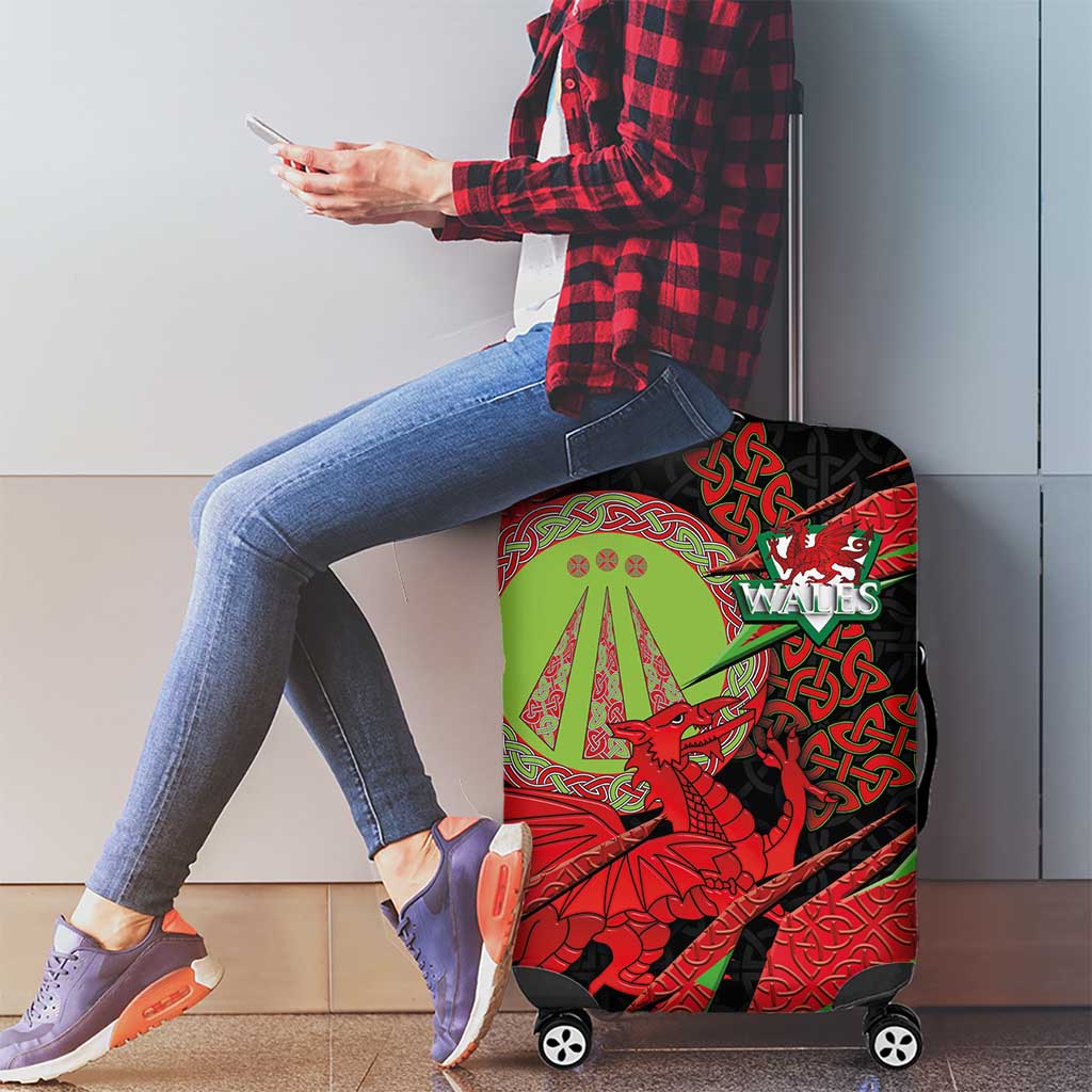 Welsh Celtic-Awen Luggage Cover Wales Y Ddraig Goch with Celtic Knot Sporty - Wonder Print Shop