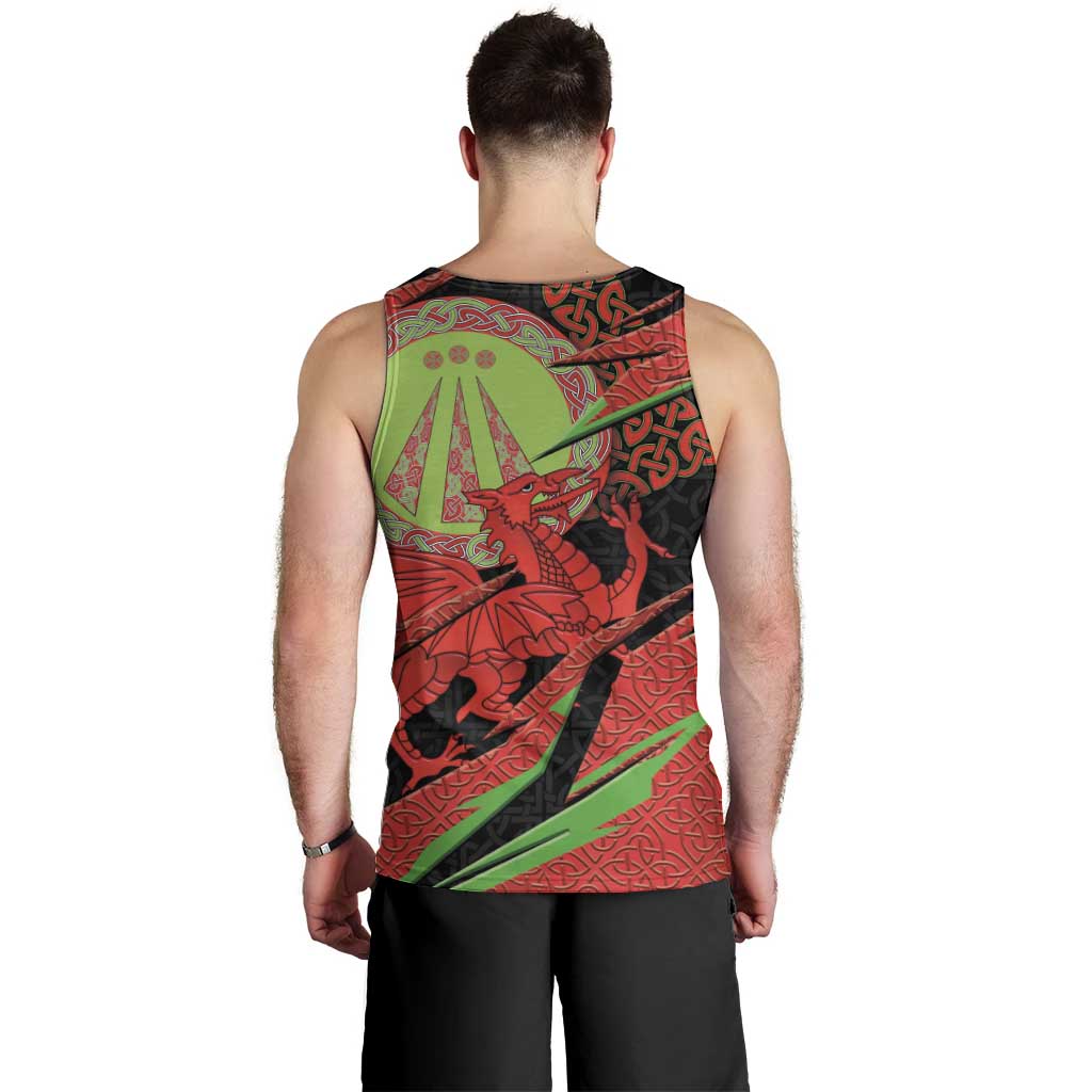 Welsh Celtic-Awen Men Tank Top Wales Y Ddraig Goch with Celtic Knot Sporty - Wonder Print Shop