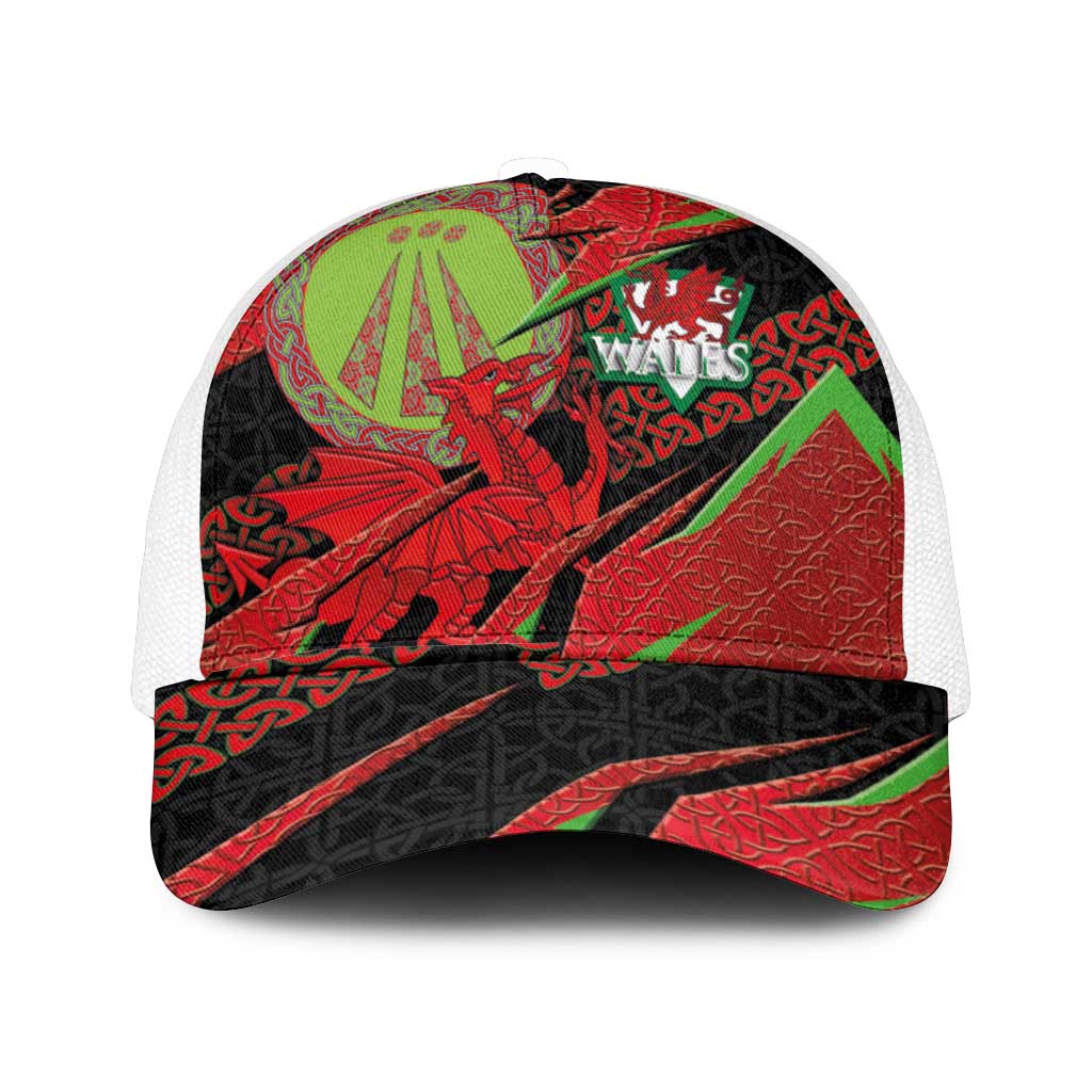Welsh Celtic-Awen Mesh Trucker Cap Wales Y Ddraig Goch with Celtic Knot Sporty - Wonder Print Shop