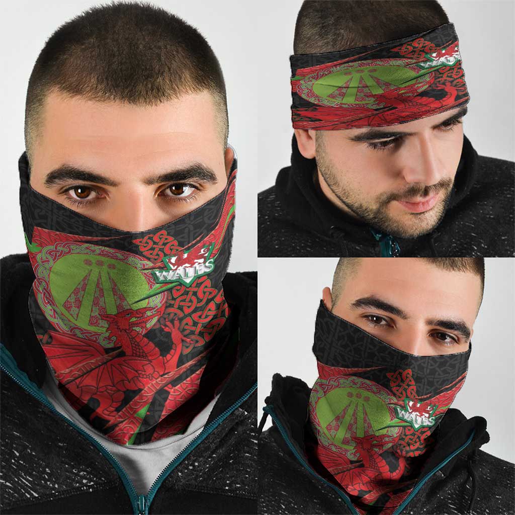 Welsh Celtic-Awen Neck Gaiter Wales Y Ddraig Goch with Celtic Knot Sporty - Wonder Print Shop