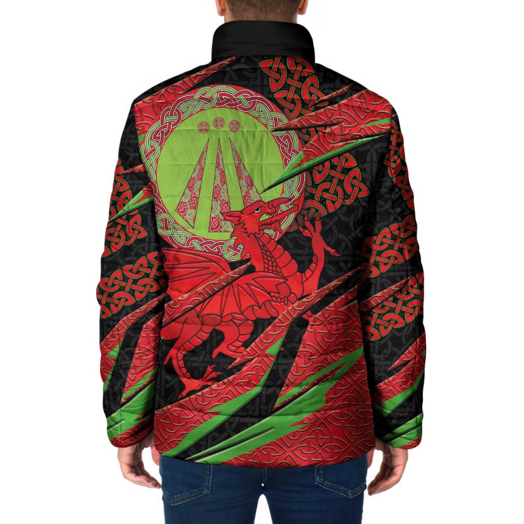 Welsh Celtic-Awen Padded Jacket Wales Y Ddraig Goch with Celtic Knot Sporty - Wonder Print Shop