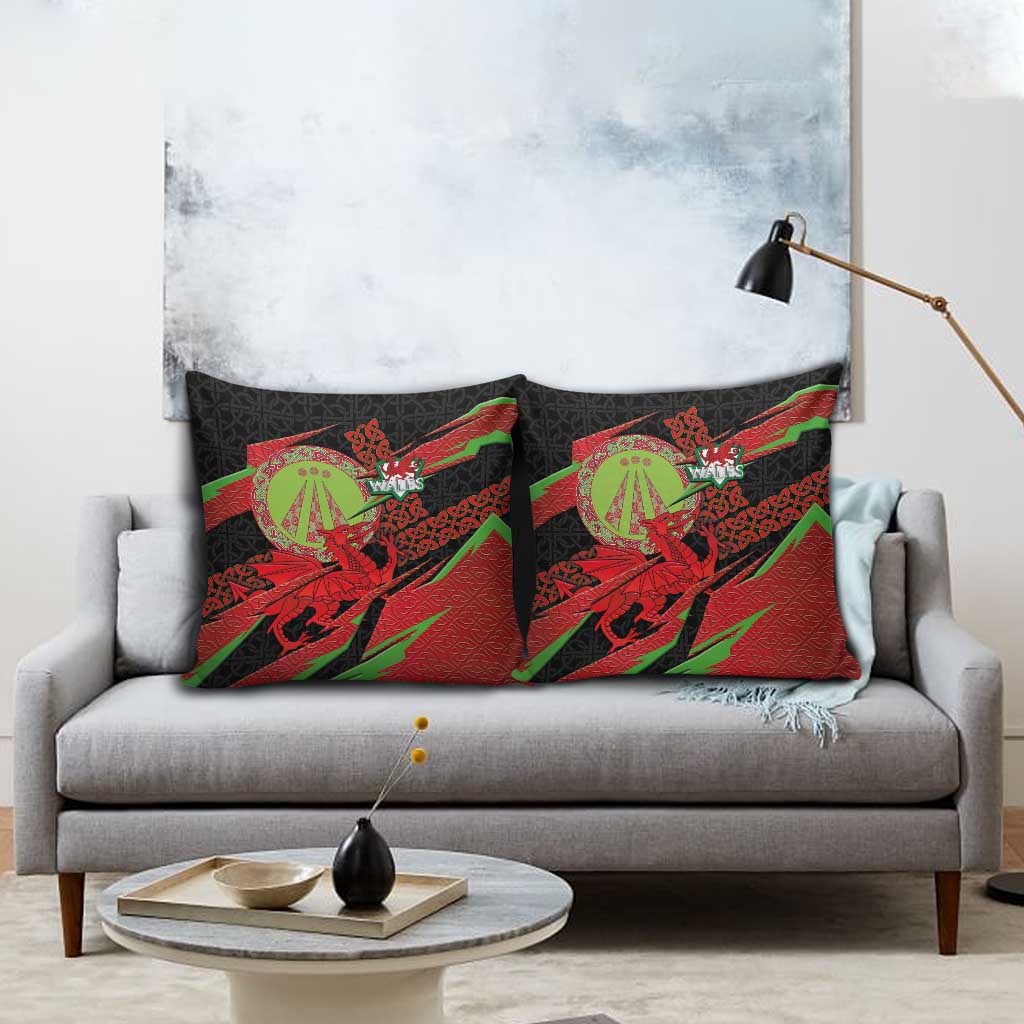 Welsh Celtic-Awen Pillow Cover Wales Y Ddraig Goch with Celtic Knot Sporty - Wonder Print Shop