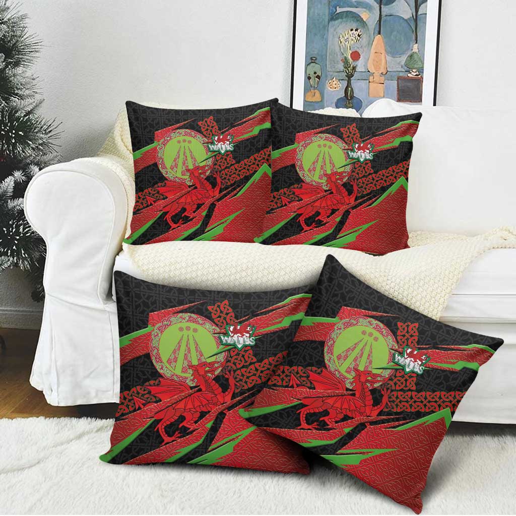 Welsh Celtic-Awen Pillow Cover Wales Y Ddraig Goch with Celtic Knot Sporty - Wonder Print Shop