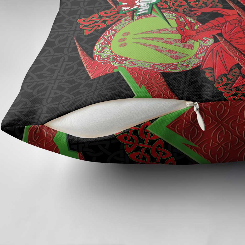 Welsh Celtic-Awen Pillow Cover Wales Y Ddraig Goch with Celtic Knot Sporty - Wonder Print Shop