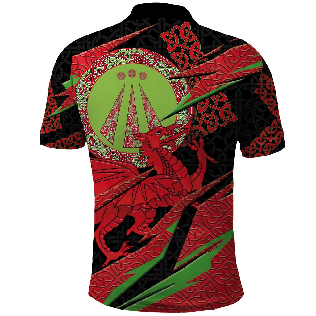 Welsh Celtic-Awen Polo Shirt Wales Y Ddraig Goch with Celtic Knot Sporty - Wonder Print Shop