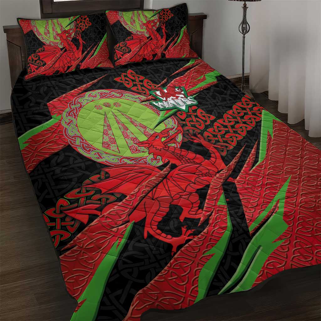 Welsh Celtic-Awen Quilt Bed Set Wales Y Ddraig Goch with Celtic Knot Sporty - Wonder Print Shop