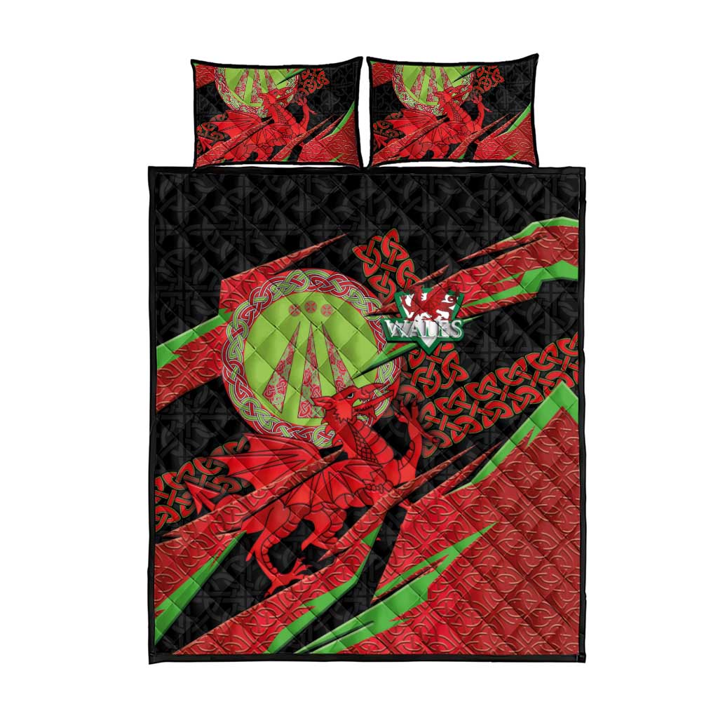 Welsh Celtic-Awen Quilt Bed Set Wales Y Ddraig Goch with Celtic Knot Sporty - Wonder Print Shop
