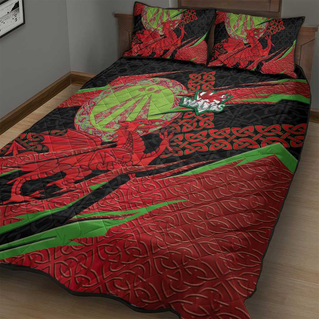Welsh Celtic-Awen Quilt Bed Set Wales Y Ddraig Goch with Celtic Knot Sporty - Wonder Print Shop