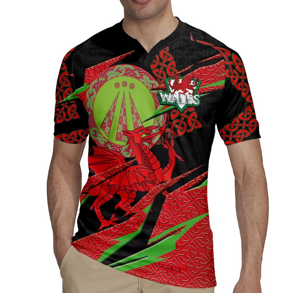 Welsh Celtic-Awen Rugby Jersey Wales Y Ddraig Goch with Celtic Knot Sporty - Wonder Print Shop