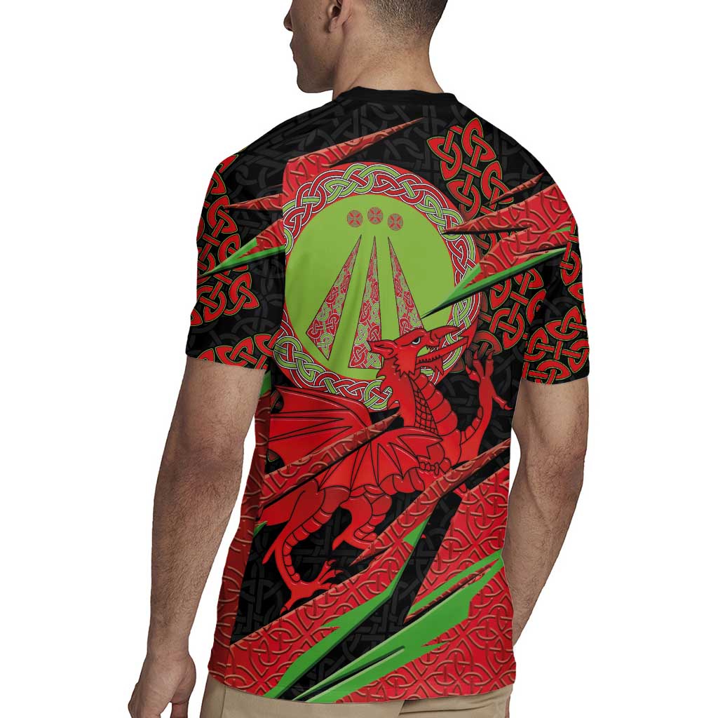 Welsh Celtic-Awen Rugby Jersey Wales Y Ddraig Goch with Celtic Knot Sporty - Wonder Print Shop