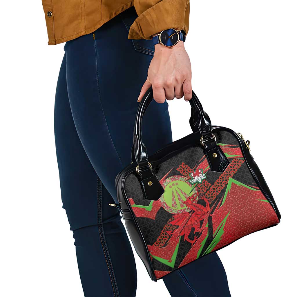 Welsh Celtic-Awen Shoulder Handbag Wales Y Ddraig Goch with Celtic Knot Sporty - Wonder Print Shop
