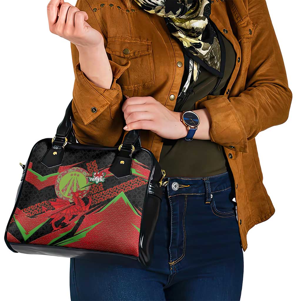 Welsh Celtic-Awen Shoulder Handbag Wales Y Ddraig Goch with Celtic Knot Sporty - Wonder Print Shop