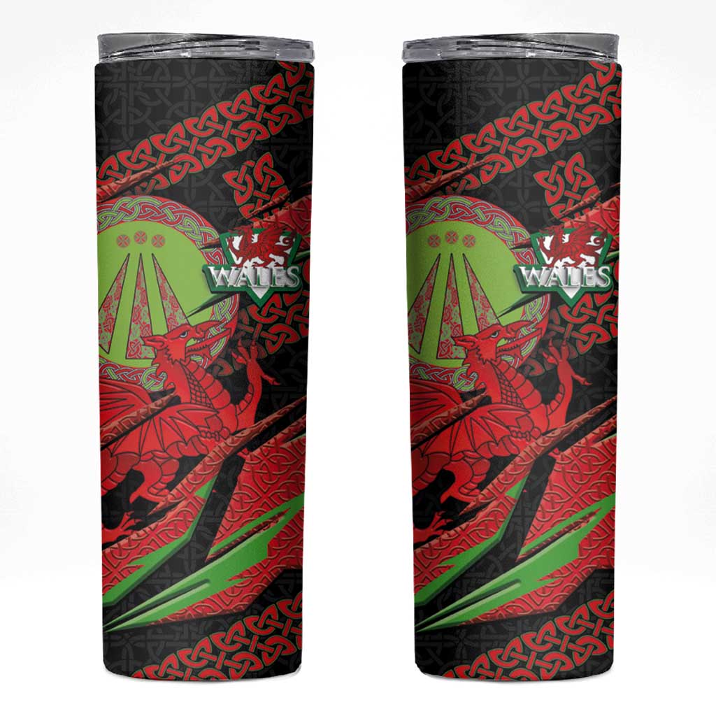 Welsh Celtic-Awen Skinny Tumbler Wales Y Ddraig Goch with Celtic Knot Sporty - Wonder Print Shop
