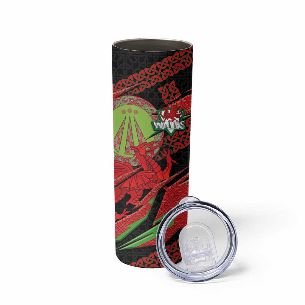 Welsh Celtic-Awen Skinny Tumbler Wales Y Ddraig Goch with Celtic Knot Sporty - Wonder Print Shop