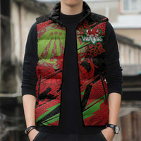 Welsh Celtic-Awen Sleeveless Puffer Jacket Wales Y Ddraig Goch with Celtic Knot Sporty - Wonder Print Shop