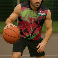 Welsh Celtic-Awen Sleeveless Zip Hoodie Wales Y Ddraig Goch with Celtic Knot Sporty - Wonder Print Shop