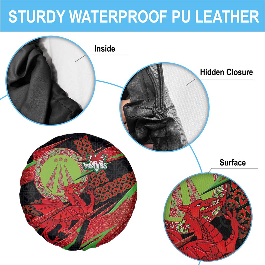 Welsh Celtic-Awen Spare Tire Cover Wales Y Ddraig Goch with Celtic Knot Sporty - Wonder Print Shop