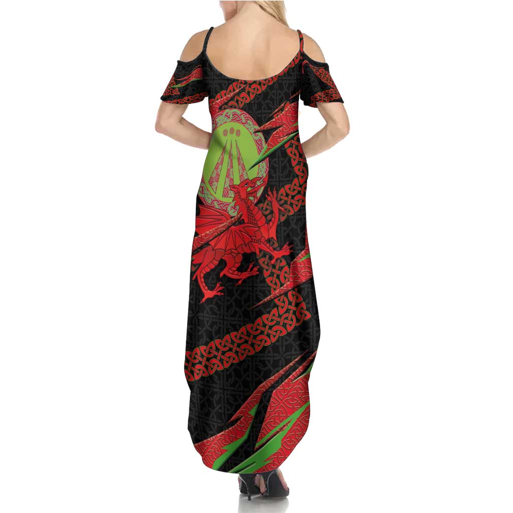 Welsh Celtic-Awen Summer Maxi Dress Wales Y Ddraig Goch with Celtic Knot Sporty - Wonder Print Shop