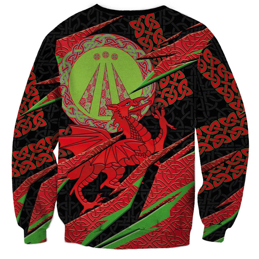 Welsh Celtic-Awen Sweatshirt Wales Y Ddraig Goch with Celtic Knot Sporty - Wonder Print Shop