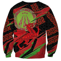 Welsh Celtic-Awen Sweatshirt Wales Y Ddraig Goch with Celtic Knot Sporty - Wonder Print Shop