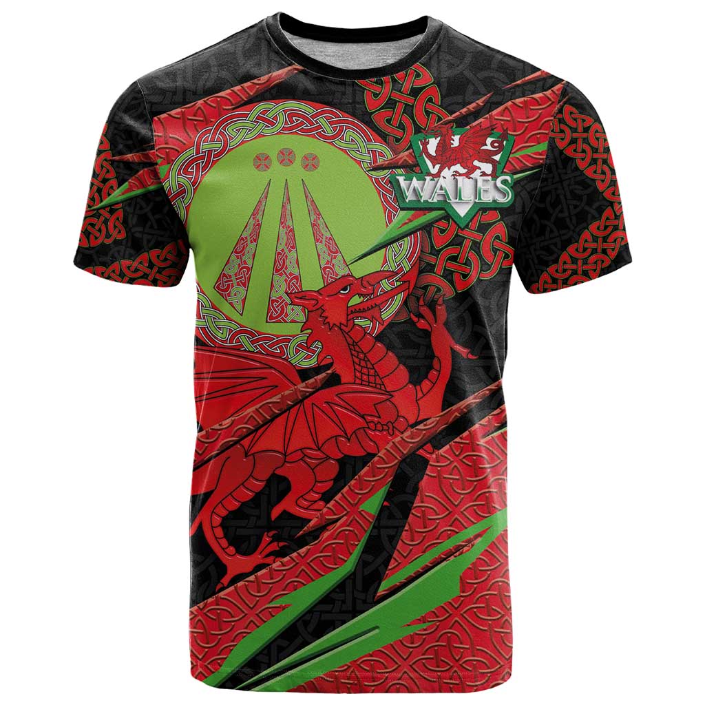 Welsh Celtic-Awen T Shirt Wales Y Ddraig Goch with Celtic Knot Sporty - Wonder Print Shop