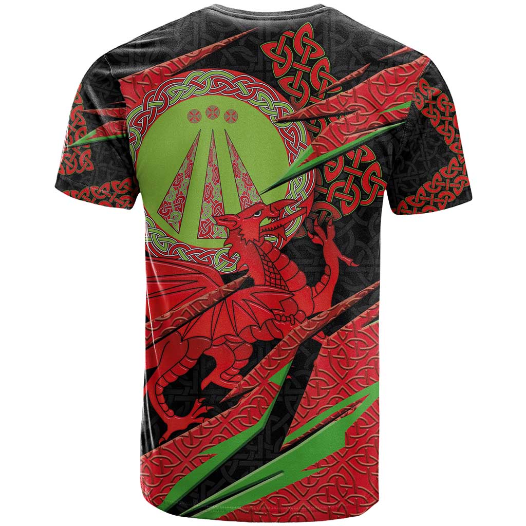Welsh Celtic-Awen T Shirt Wales Y Ddraig Goch with Celtic Knot Sporty - Wonder Print Shop