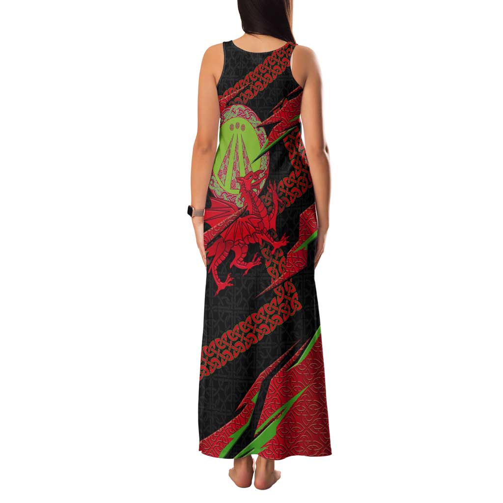 Welsh Celtic-Awen Tank Maxi Dress Wales Y Ddraig Goch with Celtic Knot Sporty - Wonder Print Shop