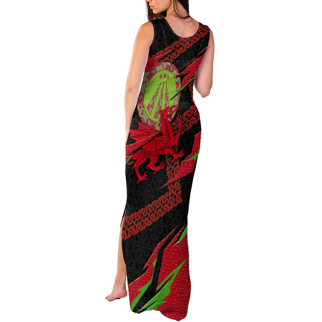 Welsh Celtic-Awen Tank Maxi Dress Wales Y Ddraig Goch with Celtic Knot Sporty - Wonder Print Shop