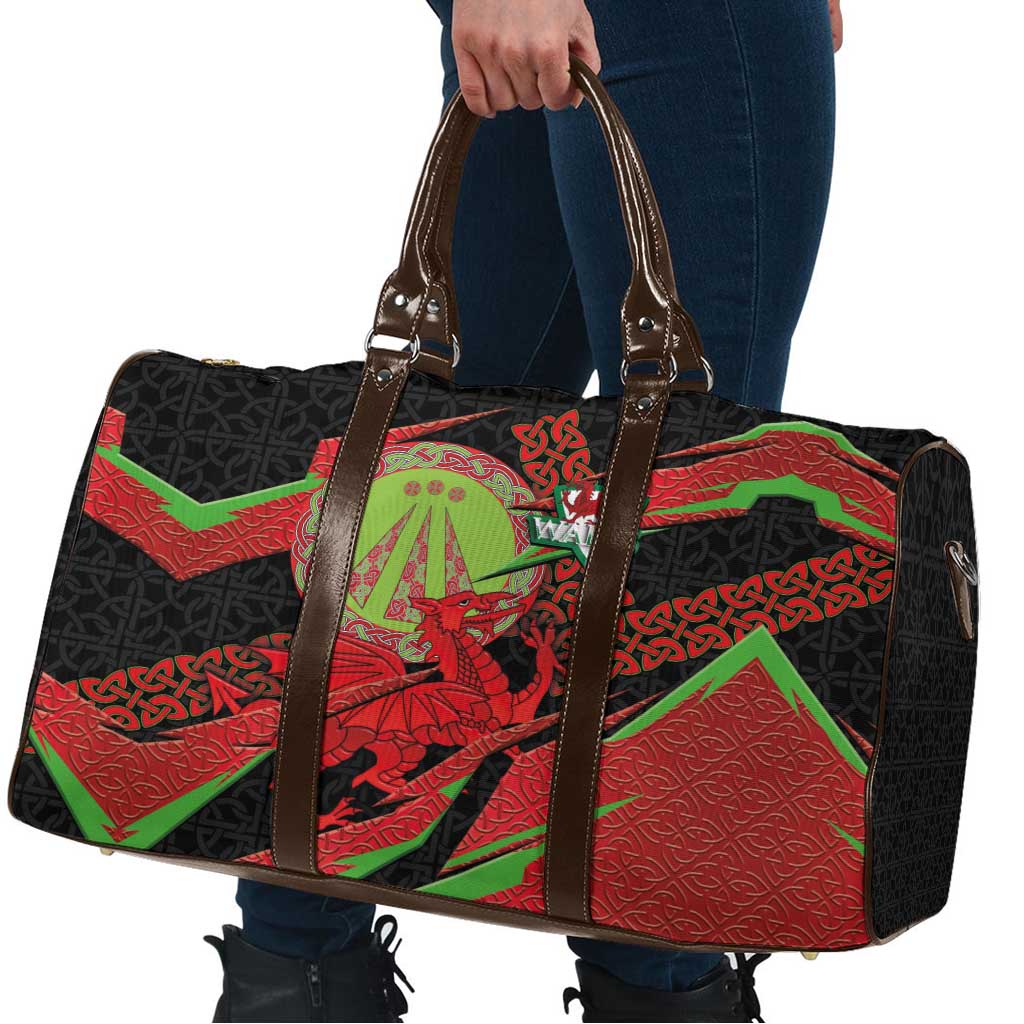 Welsh Celtic-Awen Travel Bag Wales Y Ddraig Goch with Celtic Knot Sporty - Wonder Print Shop