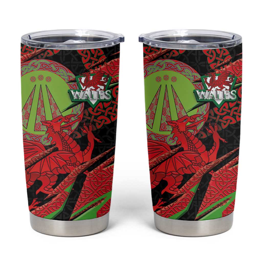 Welsh Celtic-Awen Tumbler Cup Wales Y Ddraig Goch with Celtic Knot Sporty - Wonder Print Shop