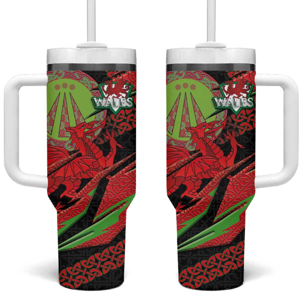 Welsh Celtic-Awen Tumbler With Handle Wales Y Ddraig Goch with Celtic Knot Sporty - Wonder Print Shop