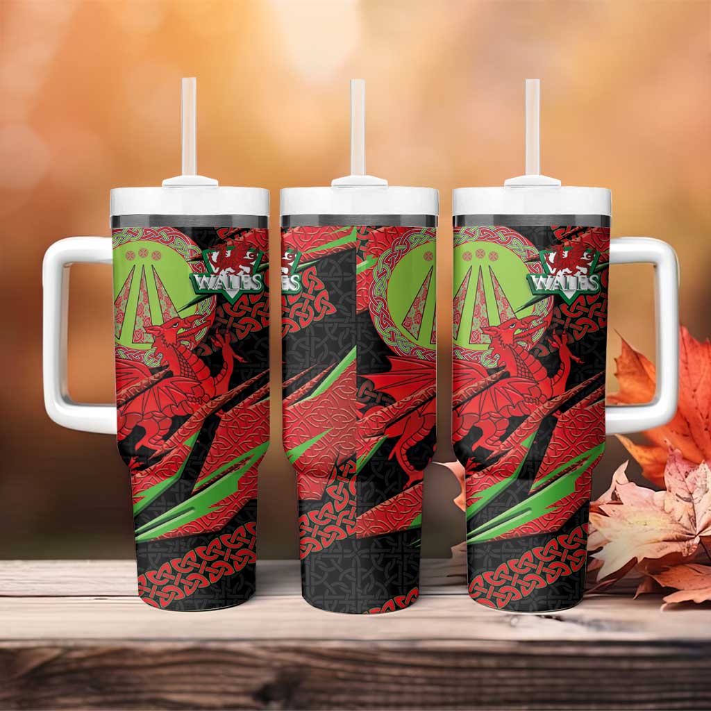 Welsh Celtic-Awen Tumbler With Handle Wales Y Ddraig Goch with Celtic Knot Sporty - Wonder Print Shop