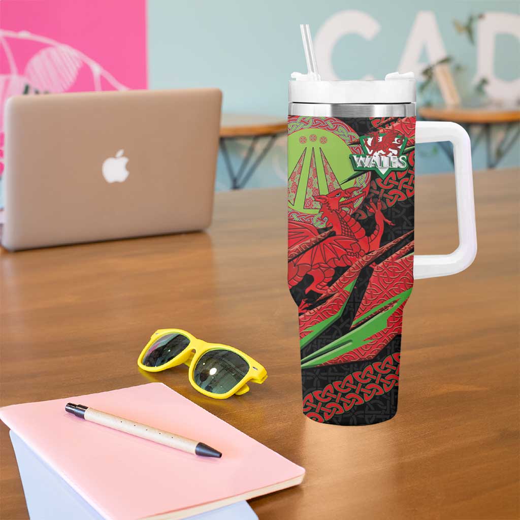 Welsh Celtic-Awen Tumbler With Handle Wales Y Ddraig Goch with Celtic Knot Sporty - Wonder Print Shop