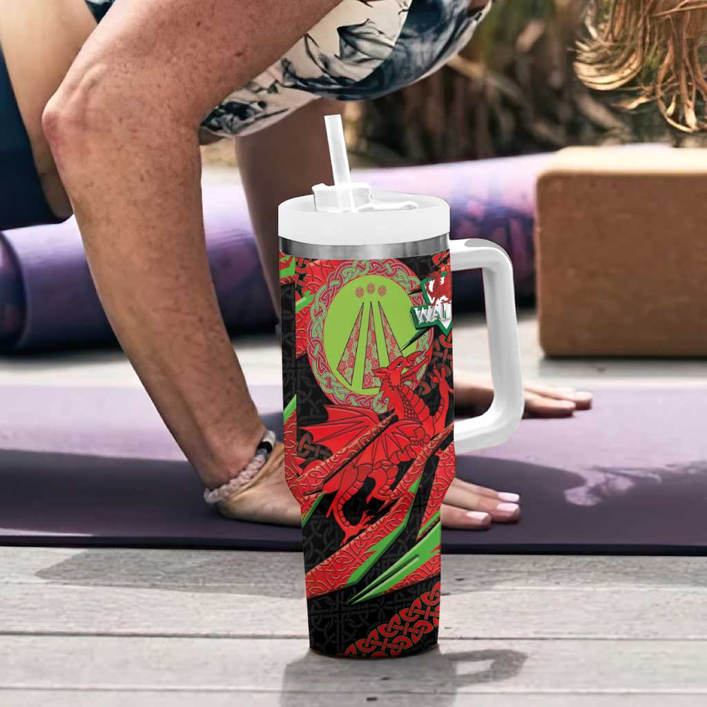 Welsh Celtic-Awen Tumbler With Handle Wales Y Ddraig Goch with Celtic Knot Sporty - Wonder Print Shop