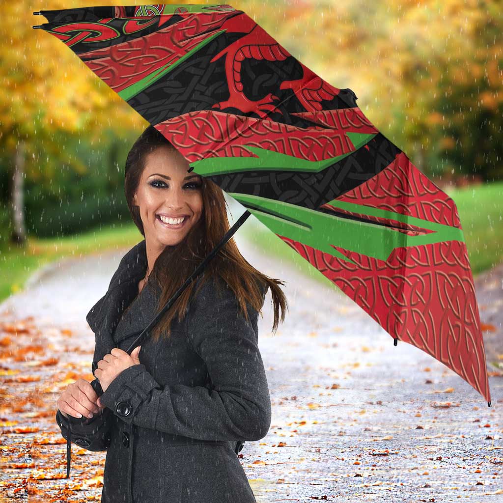 Welsh Celtic-Awen Umbrella Wales Y Ddraig Goch with Celtic Knot Sporty - Wonder Print Shop