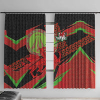 Welsh Celtic-Awen Window Curtain Wales Y Ddraig Goch with Celtic Knot Sporty - Wonder Print Shop