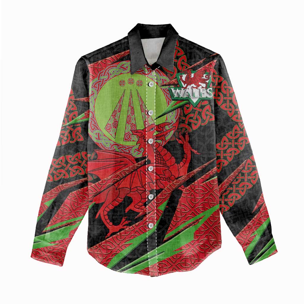 Welsh Celtic-Awen Women Casual Shirt Wales Y Ddraig Goch with Celtic Knot Sporty - Wonder Print Shop