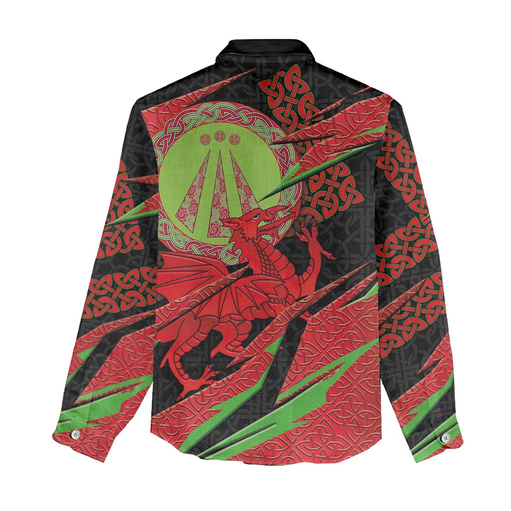 Welsh Celtic-Awen Women Casual Shirt Wales Y Ddraig Goch with Celtic Knot Sporty - Wonder Print Shop