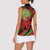 Welsh Celtic-Awen Women Sleeveless Polo Shirt Wales Y Ddraig Goch with Celtic Knot Sporty - Wonder Print Shop