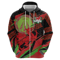 Welsh Celtic-Awen Zip Hoodie Wales Y Ddraig Goch with Celtic Knot Sporty - Wonder Print Shop
