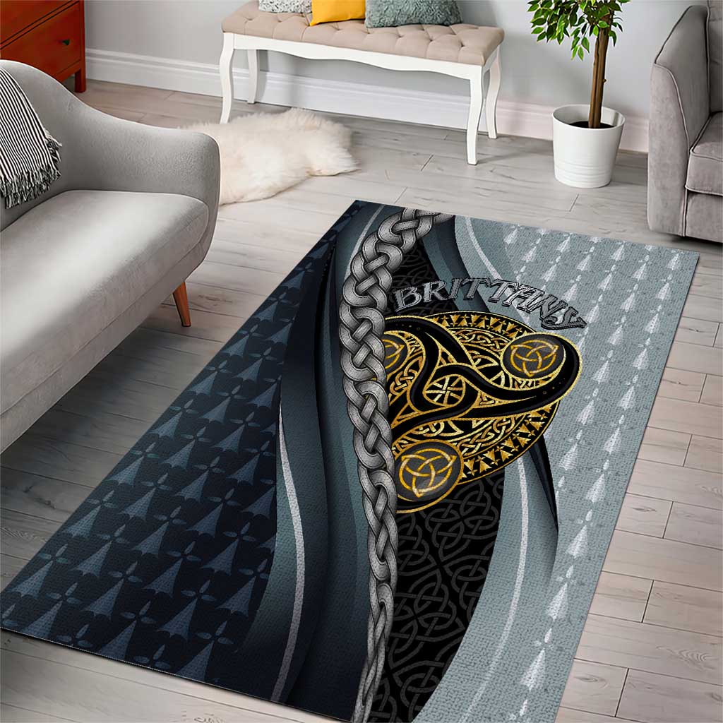 Brittany Triskele Celtic Area Rug Silver and Gold Sporty Style - Wonder Print Shop