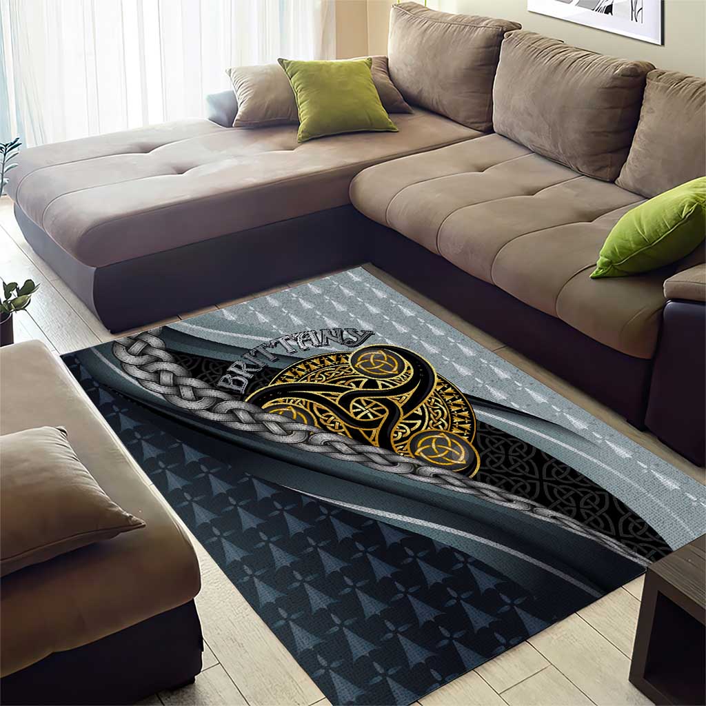 Brittany Triskele Celtic Area Rug Silver and Gold Sporty Style - Wonder Print Shop