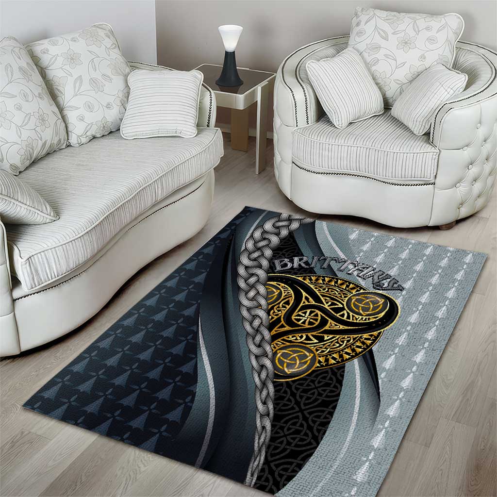Brittany Triskele Celtic Area Rug Silver and Gold Sporty Style - Wonder Print Shop