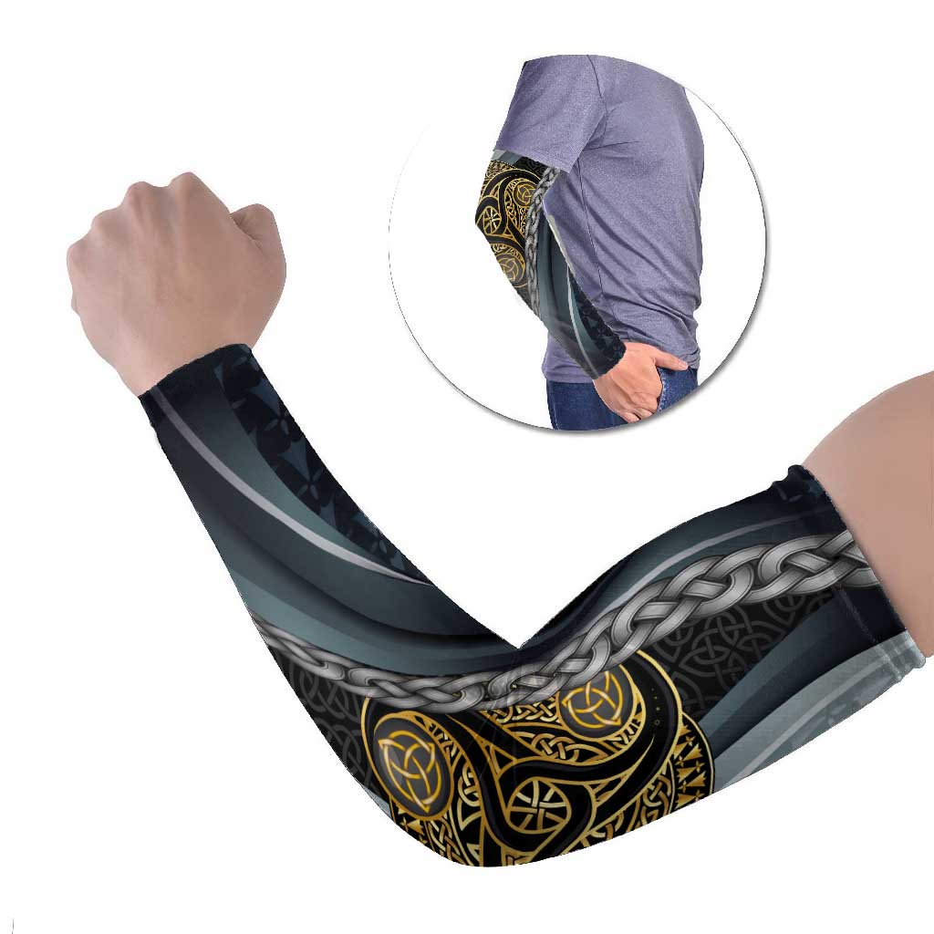 Brittany Triskele Celtic Arm Sleeves Silver and Gold Sporty Style - Wonder Print Shop