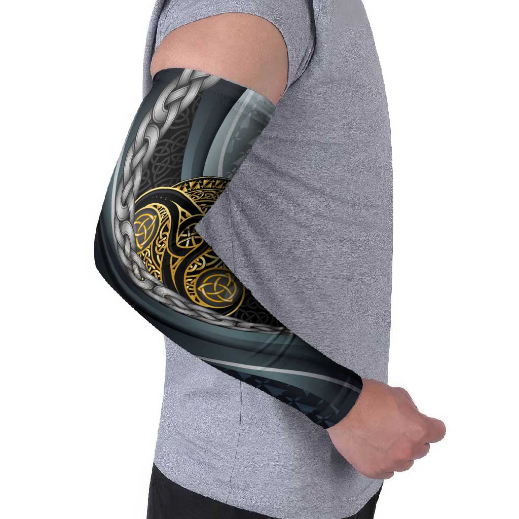 Brittany Triskele Celtic Arm Sleeves Silver and Gold Sporty Style - Wonder Print Shop