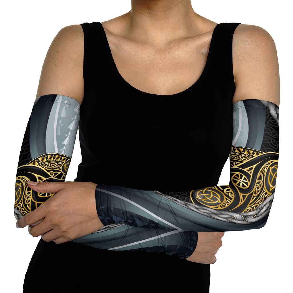 Brittany Triskele Celtic Arm Sleeves Silver and Gold Sporty Style - Wonder Print Shop
