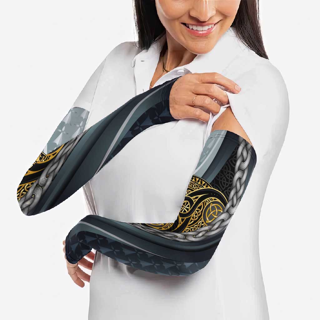 Brittany Triskele Celtic Arm Sleeves Silver and Gold Sporty Style - Wonder Print Shop