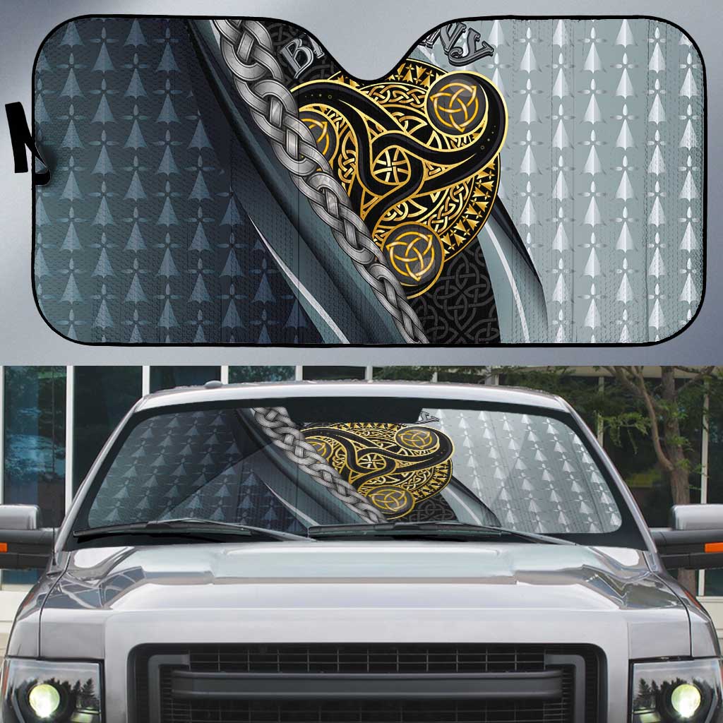 Brittany Triskele Celtic Auto Sun Shade Silver and Gold Sporty Style - Wonder Print Shop